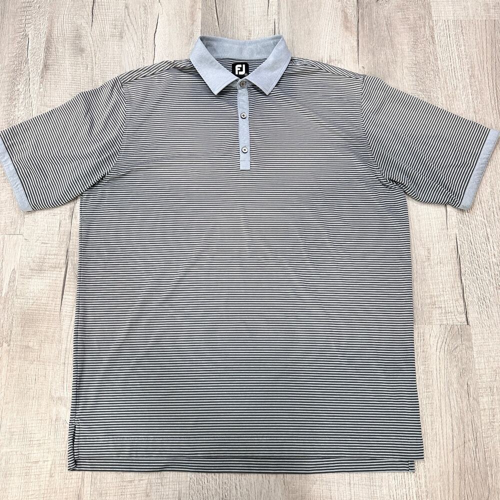 Lot Of 2 Footjoy Polo Shirts Mens 2XL Striped Pattern Performance Golf - Picture 4 of 16